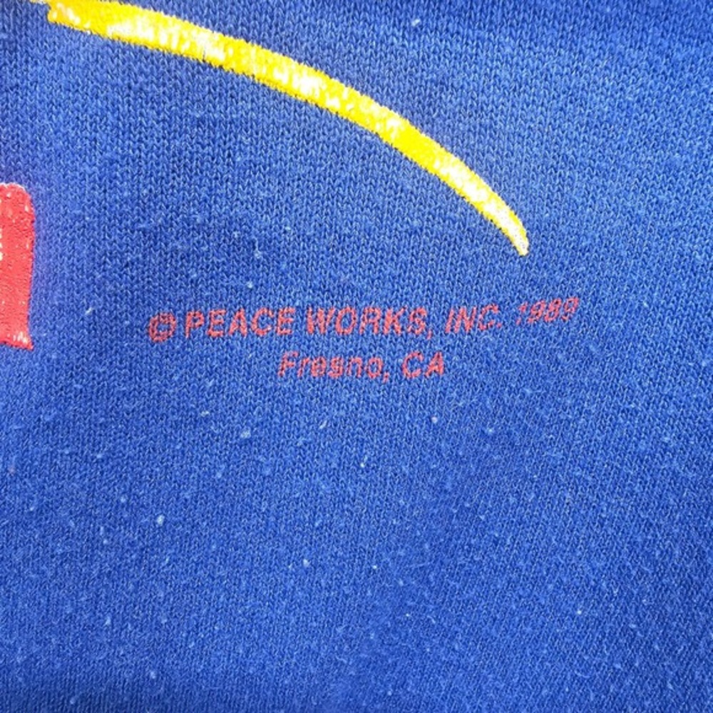 Vintage 80s Raglan Sweatshirt Medium Blue I Touch The Future I Teach JERZEES USA - Picture 15 of 16